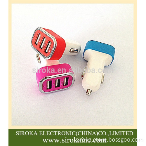 Factory supply 2 port USB car charger 3 port car charger adapter for iPhone iPod Blackberry